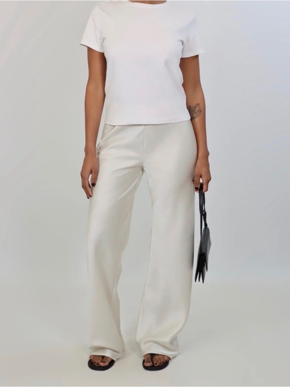 Elegant Wide-Leg Cream Pants for Women